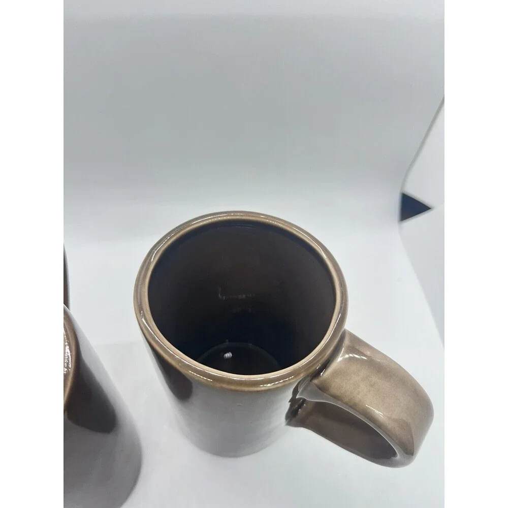 Pottery Barn Studio Mugs by Barbara Eigen Tall Coffee Mugs Set of 2 Brown